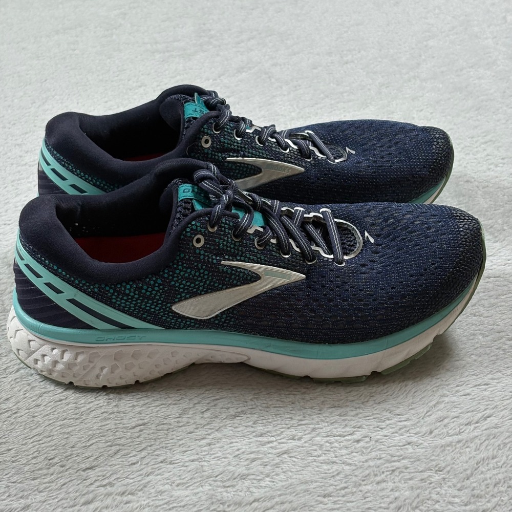 Brooks Ghost 11 Womens Running Shoes Navy Teal 1202771D493 Wide D Size 9.5‎
